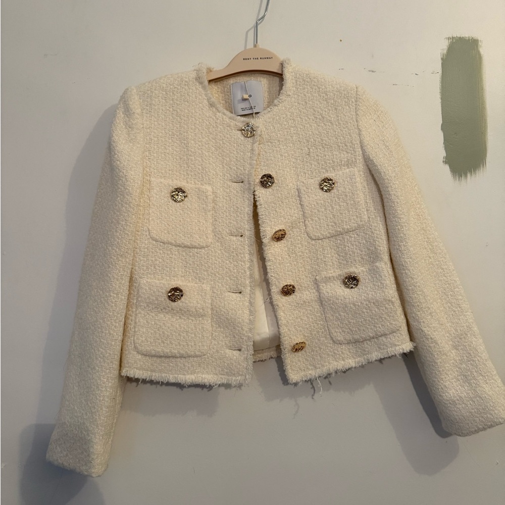 Mango Ivory Tweed Blazer